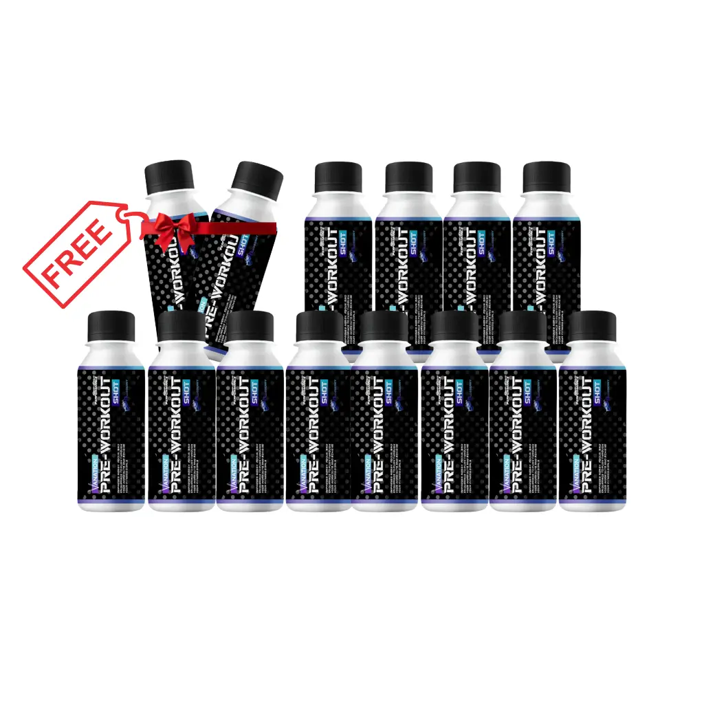 12x Vanation Pre-Workout Pump Shot -1Serv.- 60ml-BlueBerry + 2x Pre-Workout Pump Shot -1Serv.- 60ml-BlueBerry FREE