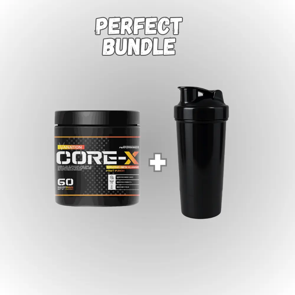 Vanation Core-X Creatine+Beta Alanine-300G-60 Serv.-Fruit Punch + Black Smart Shaker