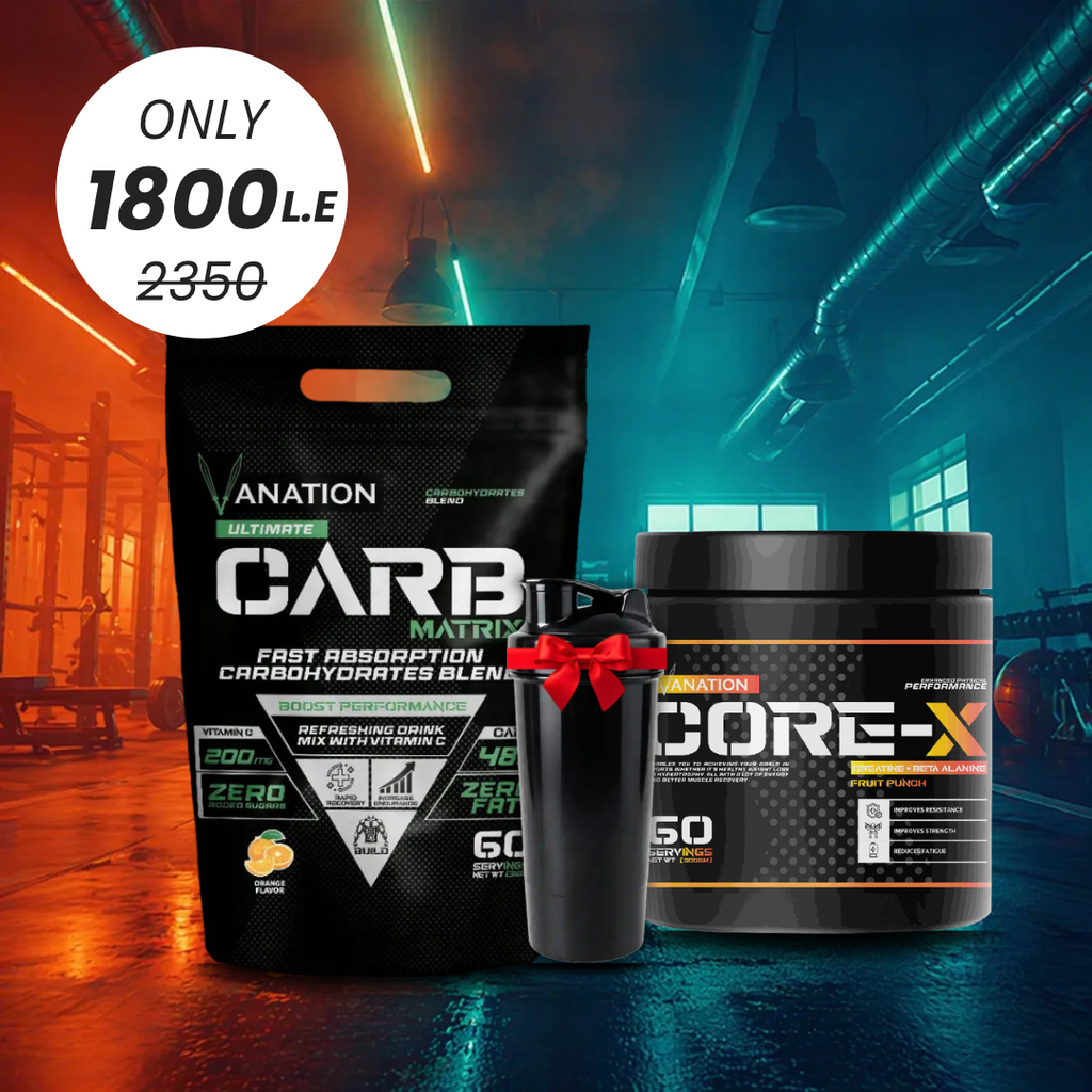 Vanation Carb Matrix With Vitamin C-3Kg-60Serv + Vanation Core-X Creatine+Beta Alanine-300G-60 Serv.-Fruit Punch+ Free Shaker