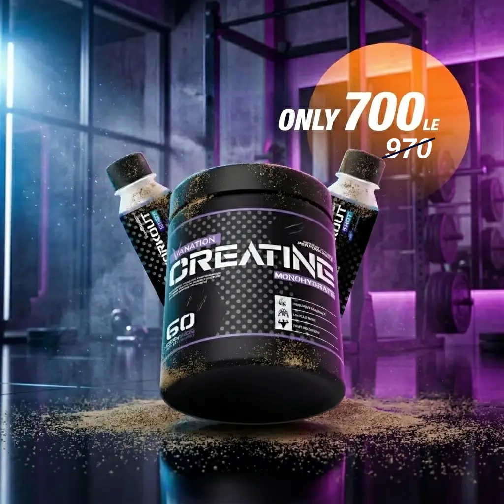 Vanation Creatine Monohydrate-300G-60 Serv.-Unflavored +2* Vanation Pre-Workout Pump Shot -1Serv.- 60ml-BlueBerry